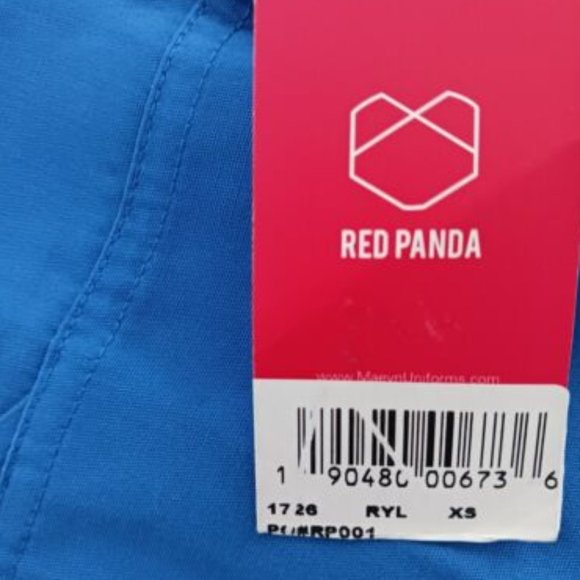 Red Panda womens scrub top V Neck Short sleeve Size XS RYL Blue 1726 - Picture 5 of 6